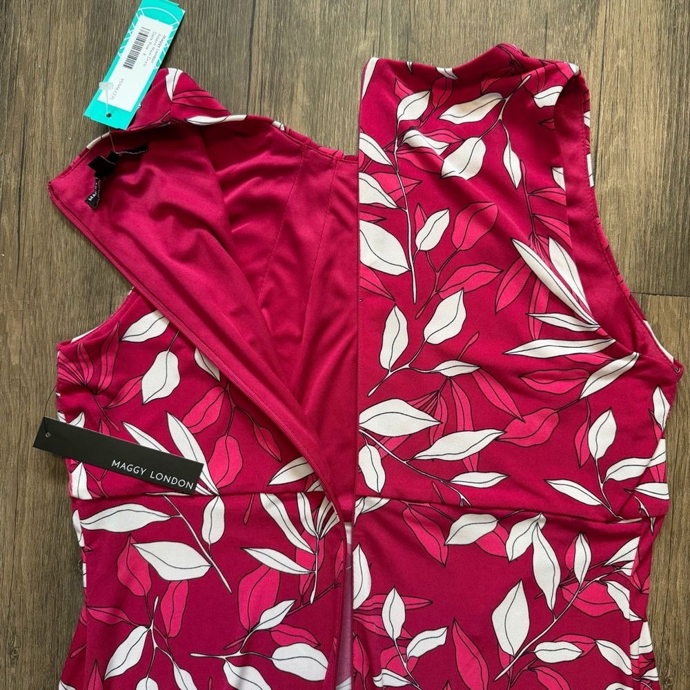 NWT Maggy London Novella Floating Leave Maxi Dress Twisted Front Red Wine Boho 6 - Picture 13 of 16